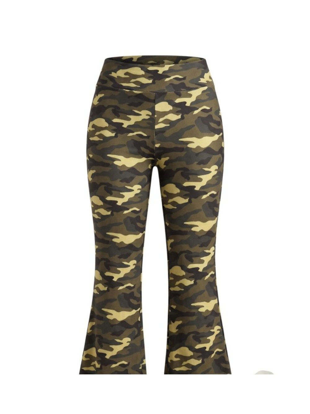 No Boundaries Women Army Green Camo High-Waisted Flare Pants Size L